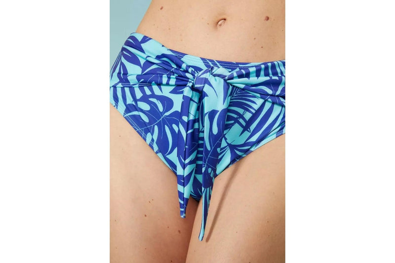 Mantaray Womens/Ladies Palm Leaf High Waist Bikini Bottoms (Blue) (8 UK)