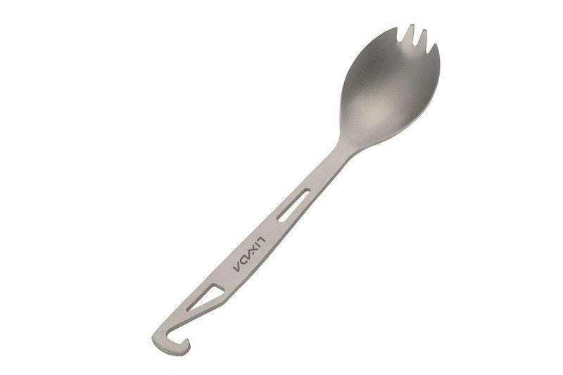 Lixada Titanium Spork With Bottle Opener Lightweight Dinner Tableware Travel Spoon Fork Camping Cooking Utensils