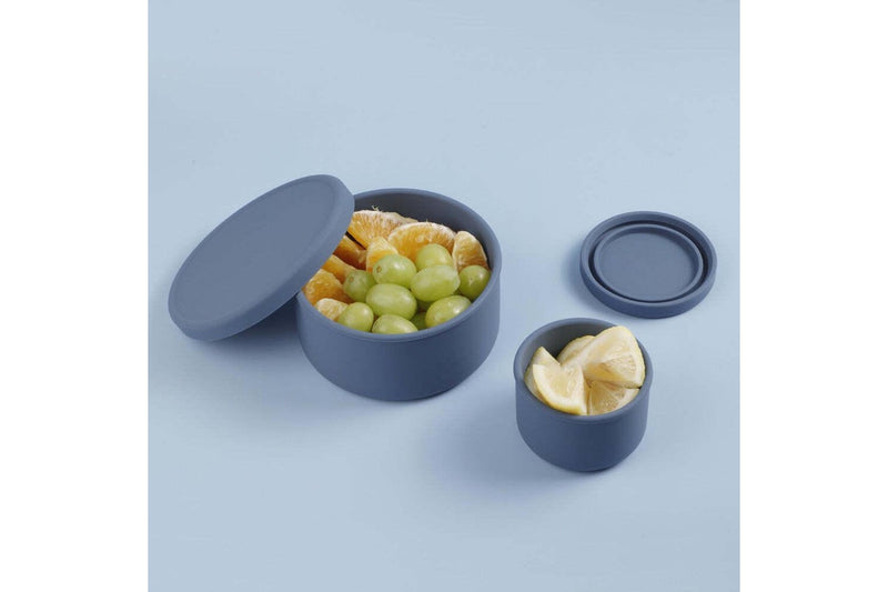 Haakaa: Round Silicone Food Container Set - Bluestone