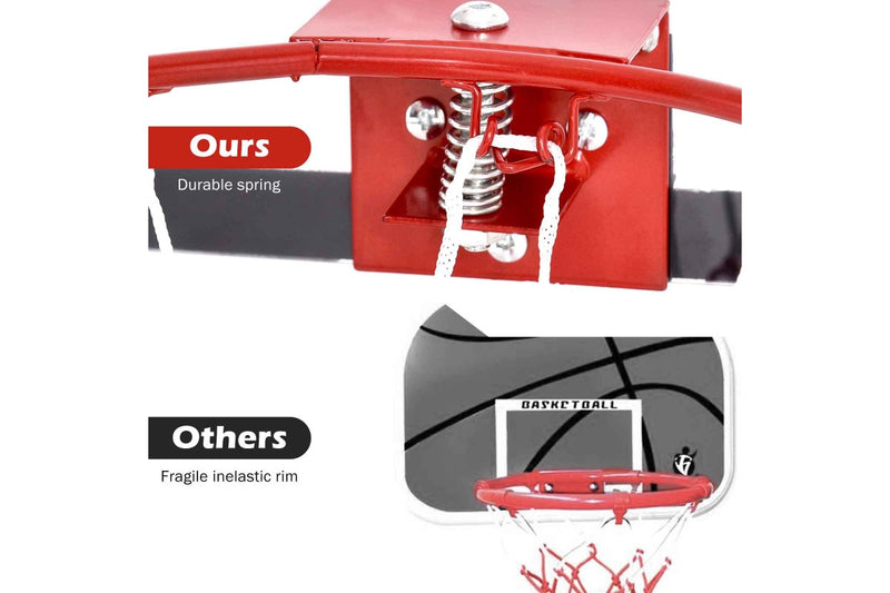 Costway Mini Basketball Hoop Backboard Door Mounted Basketball Ring System Nets Indoor Adults Toy w/Pump