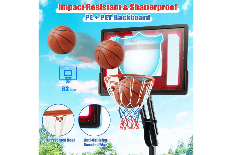 Costway Portable Basketball Hoop System Stand Heavy Duty Basketball Ring Adjustable w/Wheels Weight Bag Outdoor