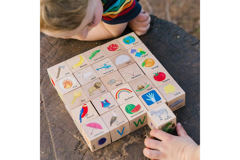 26pc Freckled Farm ABC Alphabet Blocks Kids Wooden Toy Fun Interactive Play 1+