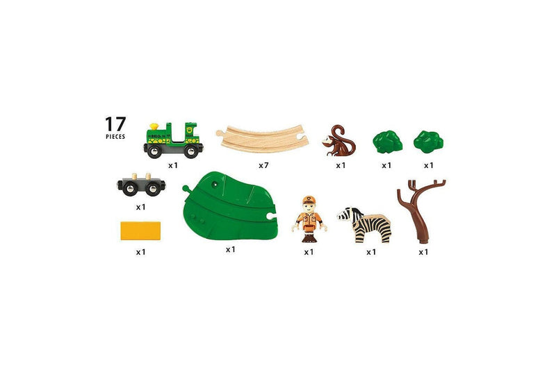 17pc Brio Safari Railway Set Kids Childrens Interactive Pretend Play Toy 3y+