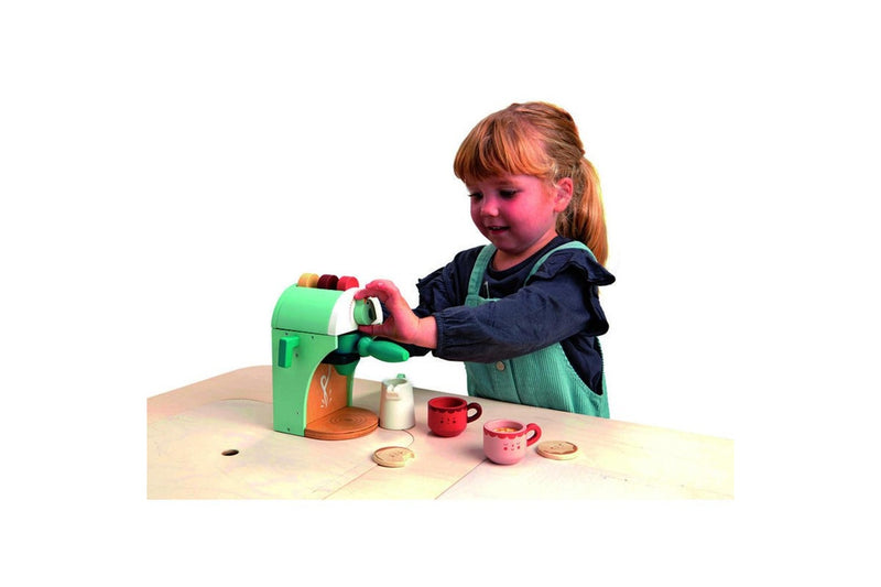 Tender Leaf Toys 15cm Babyccino Maker Coffee Wood Toy Pretend Play Set Kids 3y+