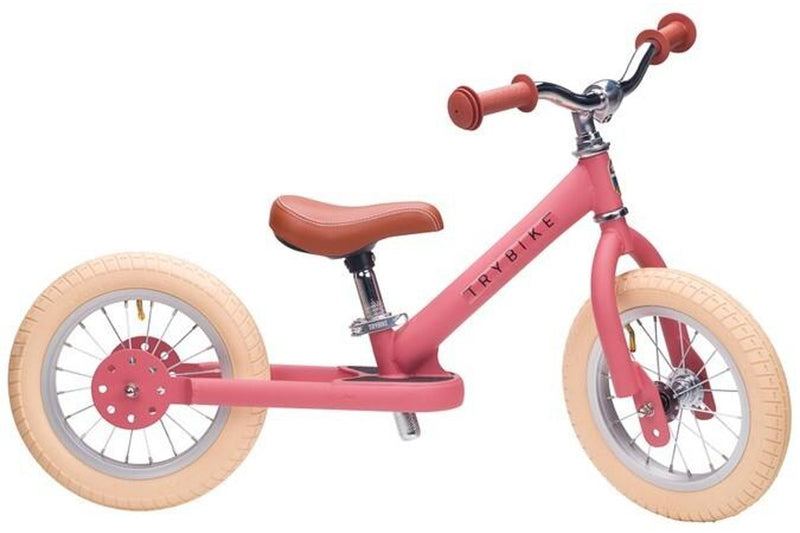 Trybike: 2-In-1 Steel Balance Bike - (Matte Pink/Brown)