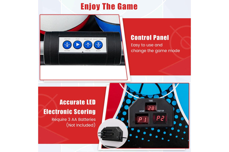 Costway Foldable Basketball Arcade Game Electronic Scoring Dual Basketball Arcade Game Set w/4 Balls