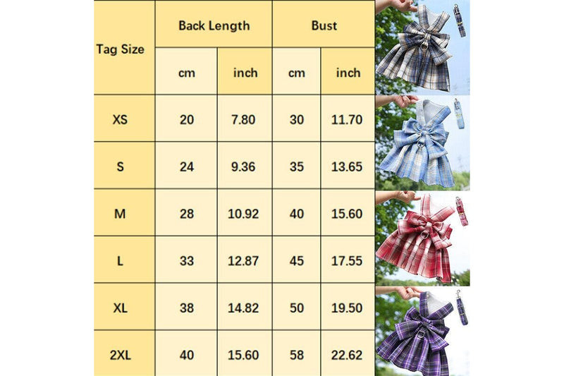 Ozstock Cute Small Dog Skirts Summer Spring Plaif Pleated Dress Bow Chihuahua Clothes