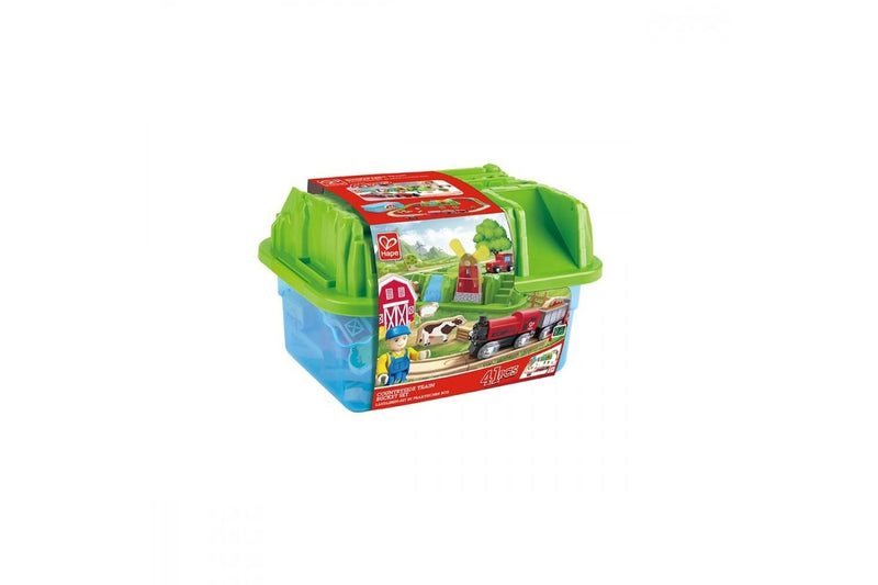 Hape Countryside Train Bucket Set W Storage Box Kids Toddler Activity Toy 3+