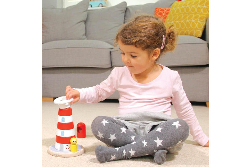 8pc Indigo Jamm 24.5cm Lighthouse Stacker Kids Educational Wooden Play Toy 18m+