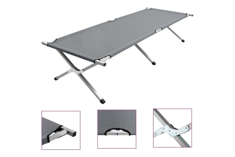 Camping Bed 210x80x48 cm XXL Grey vidaXL