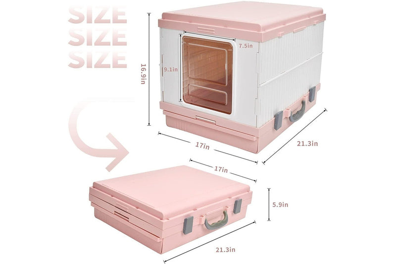 YES4PETS XL Portable Cat Toilet Litter Box Tray Foldable House with Handle and Scoop Pink