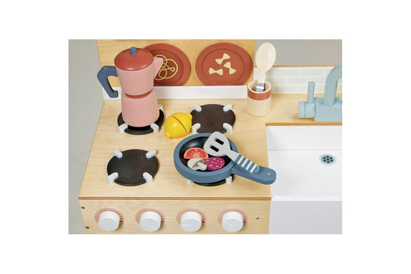 Tender Leaf Toys 101cm La Fiamma Grand Kitchen Cooking Wood Toy Set Kids 3+