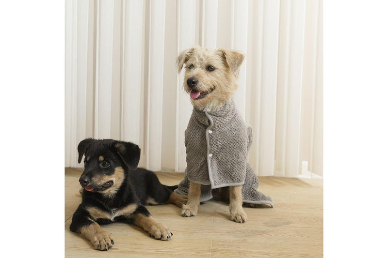 PETSWOL Small Dog Bath Robe - Gray