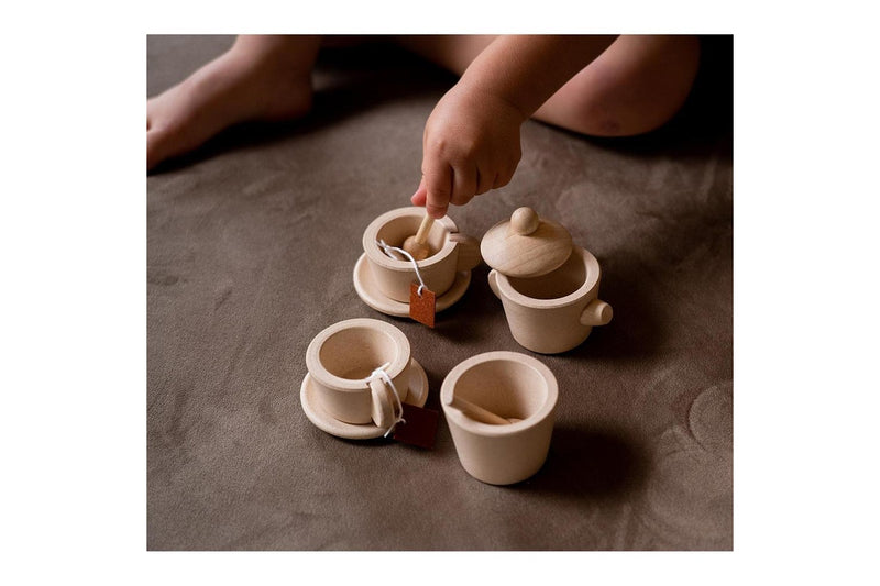 Plantoys Wood Tea Pot Cup Set Kids Childrens Interactive Play Toy Playset 2+