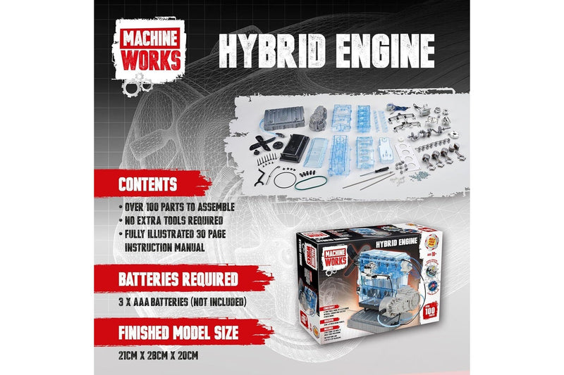 Machine Works: 4-Cylinder Hybrid Engine Replica Model Building Kit