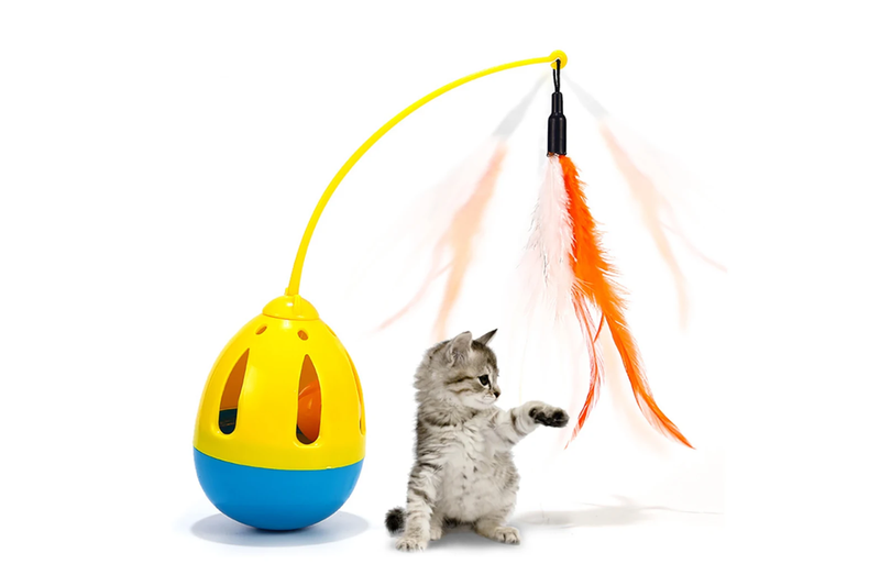 Funny Pet Interactive Tumbler Feather Cat Teaser Training Toy Cat Toys