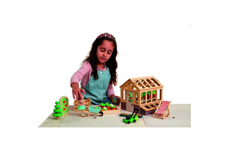 Tender Leaf Toys 48cm Greenhouse w Garden Wooden Toy Set Kids Children 3y+