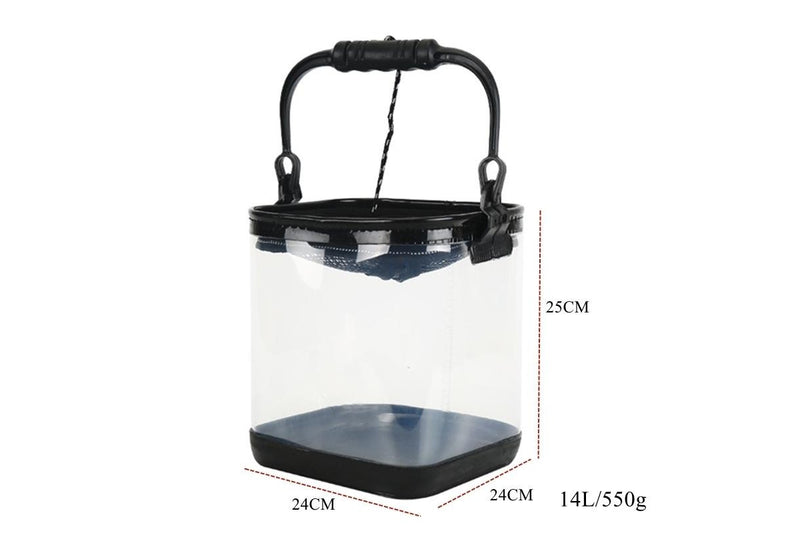 Ape Basics Transparent Collapsible Multi-Functional Fish Live Lures Bucket with Rope