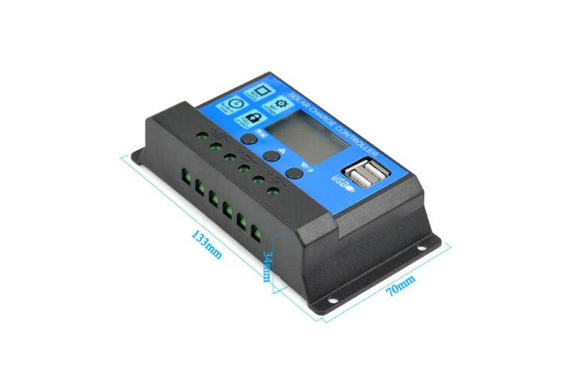 Costcom Solar Panel Regulator Charge Controller USB 12V-24V, 30A