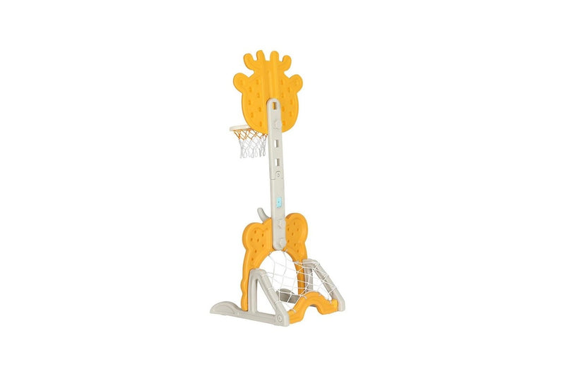 Keezi Kids Basketball Hoop Stand Adjustable 5-in-1 Sports Center Toys Set Yellow