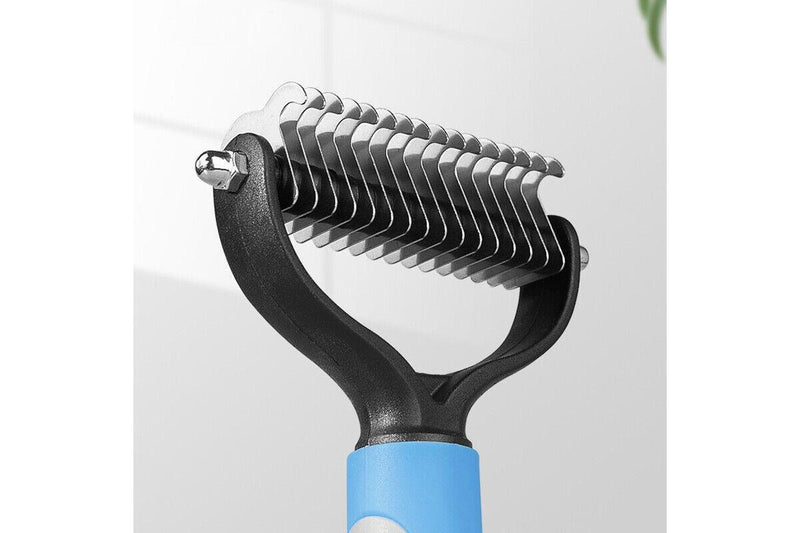 Ozstock 1Pcs Pet Cat Dog Double-sided Knotted Comb Stainless Steel Brush Cleaning Tool blue small