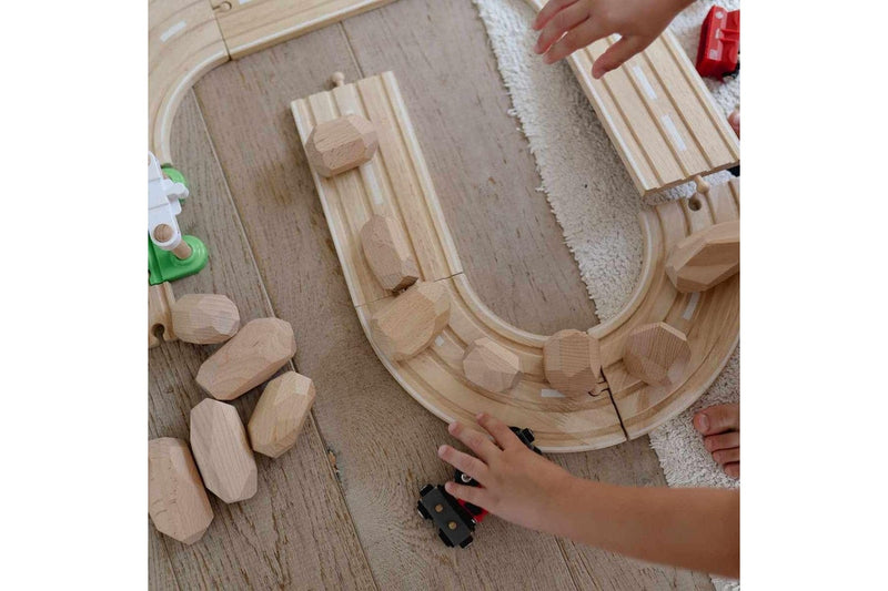 14pc Kinderfeets Stacking Stones Kids Wooden Toy Fun Activity Play Natural 2+