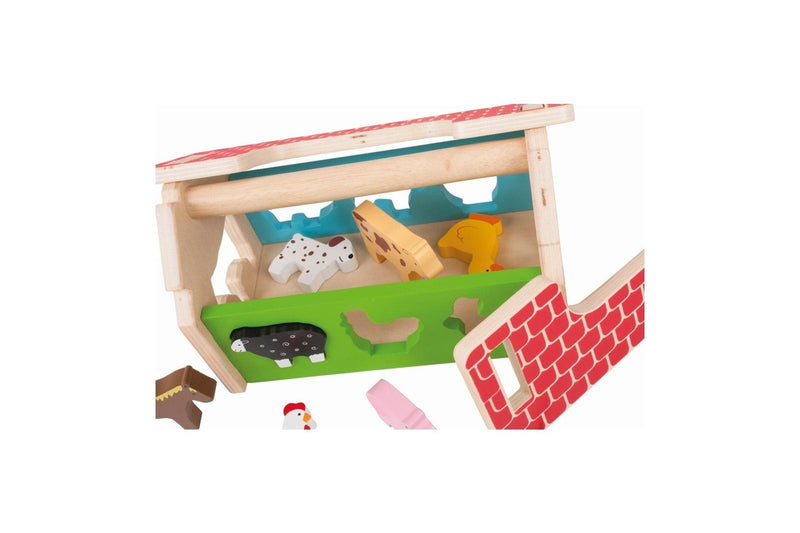 11pc Bigjigs Toys 22cm Wooden Farmhouse Sorter Kids Educational Fun Play Toy 1y+