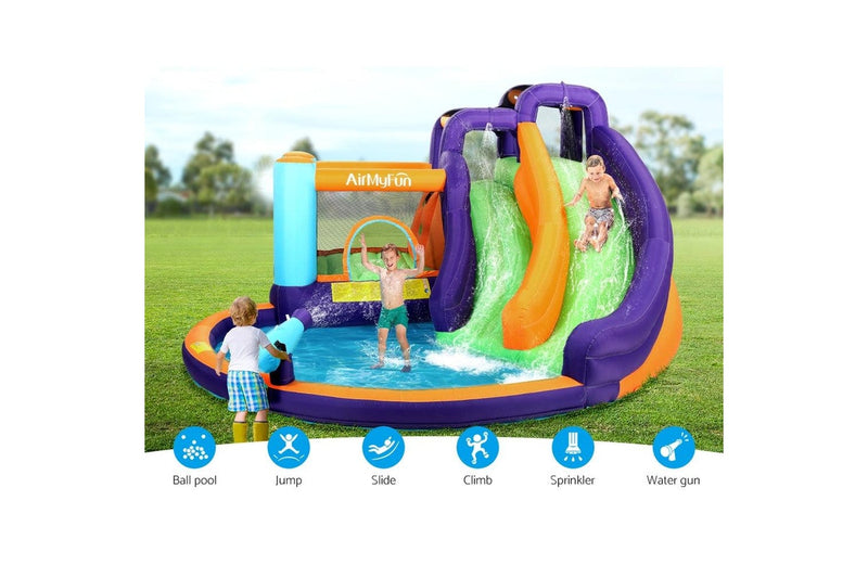 AirMyFun Inflatable Water Slide Kids Jumping Trampoline Castle Double Slide