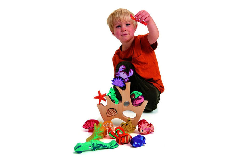 18pc Tender Leaf Toys 30cm Stacking Coral Reef Wooden Toy Set Kids Toddler 18m+