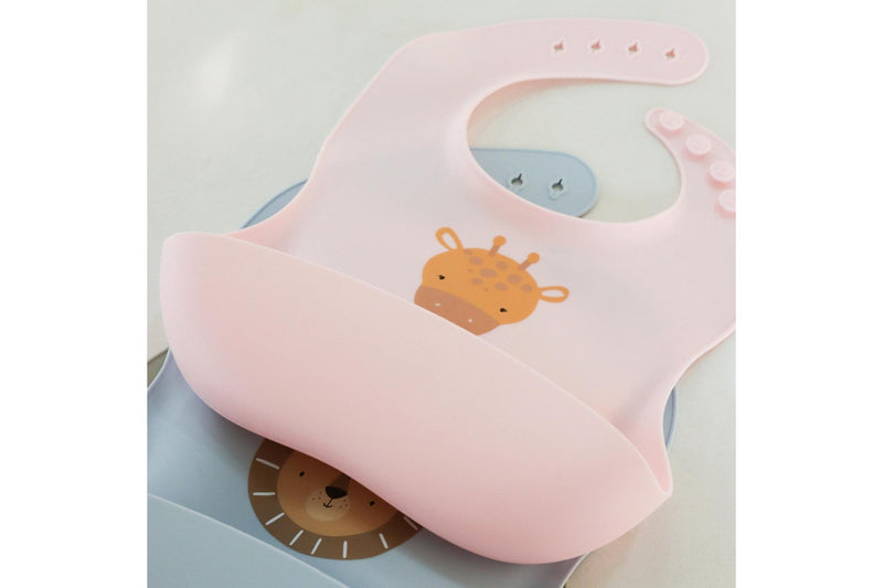 2x Splosh Baby Giraffe Feeding Bib Adjustable Food Catcher 23x24cm Pink 0+