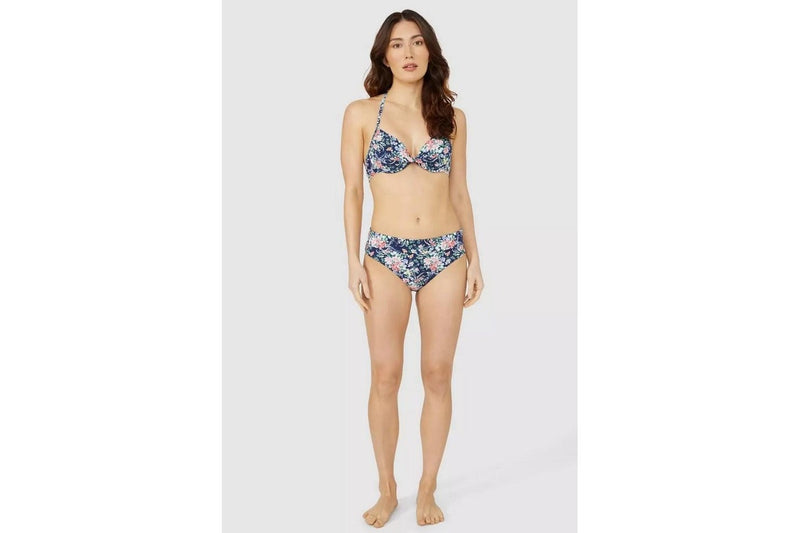 Debenhams Womens/Ladies Floral Underwired Bikini Top (Navy) (32D)