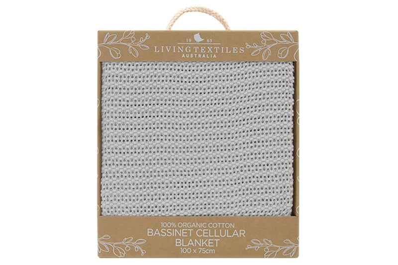 Living Textiles Baby 100cm Organic Cotton Bassinet Cradle Cellular Blanket Grey