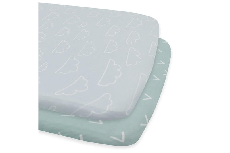 2PK Bubba Blue 55x84cm Nordic Jersey Co-Sleeper Fitted Sheet Baby 0-12m Sky Mint