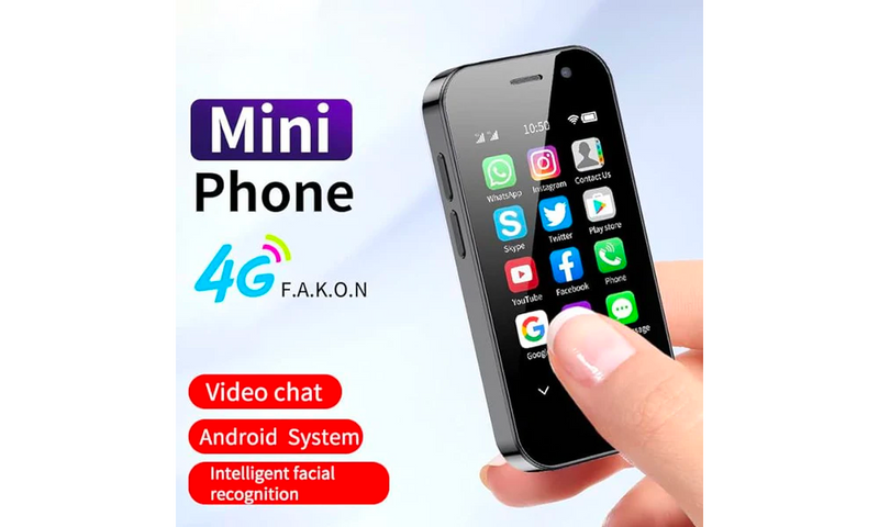 Mini Mobile Phone 4G Smartphone, 3 Inch Smartphone Android 9, Dual SIM, Face Recognition, GPS, OTC,Google Play Unlocked Phone(Black) (3GB+64GB)