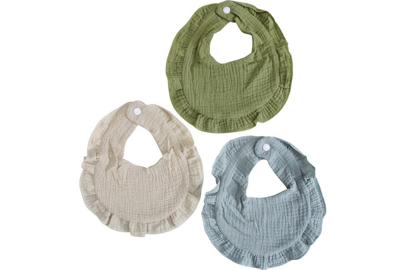 3x LVD Cotton Infant Baby Toddler Drool Feeding Bibs Waterfall 35x21cm Assorted