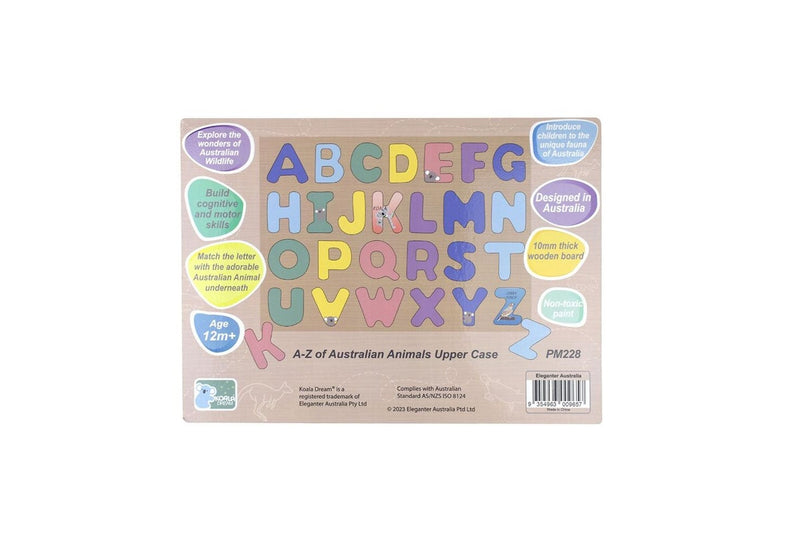 Koala Dream Australian Animals Uppercase Alphabet Baby Learning Toy Puzzle 3+