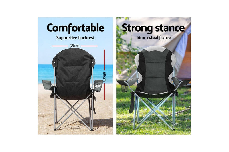 Weisshorn Camping Folding Chair Portable Outdoor Hiking Fishing Picnic Grey 2pcs