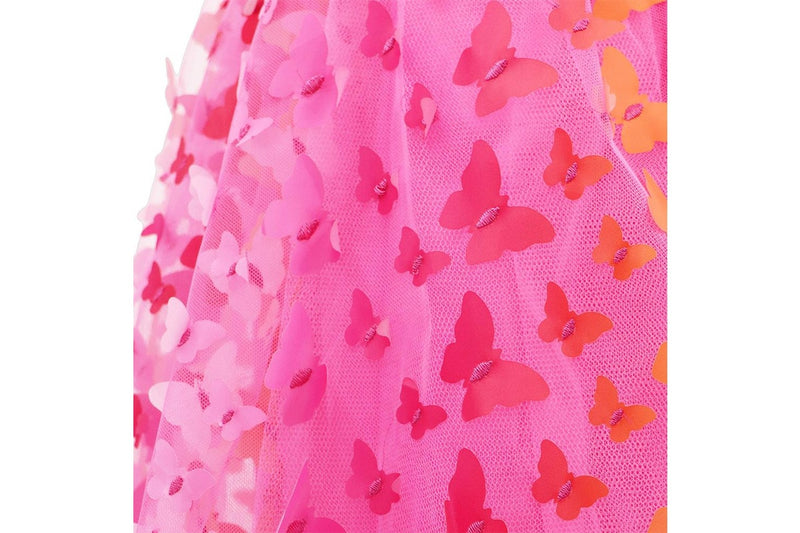 Pink Poppy Butterfly Hot Pink & Gold Multi-Layered Kids Toddler Dress Size 3-4y