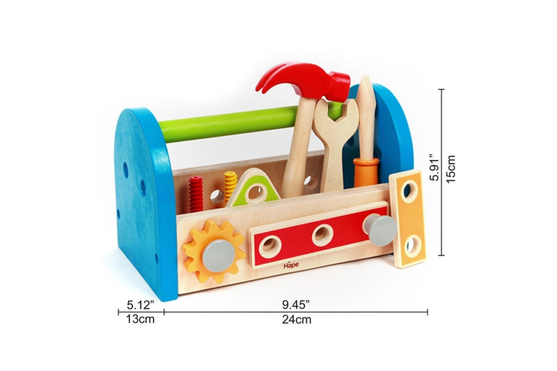 17pc Hape Fix-It Tool Box Kids Children Pretend Construction Kit 3y+ Wooden Toy