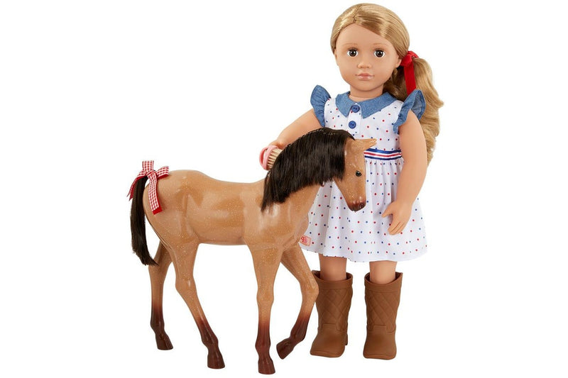 Our Generation: 18" Doll with Foal - Shelley & Buckskin Appaloosa