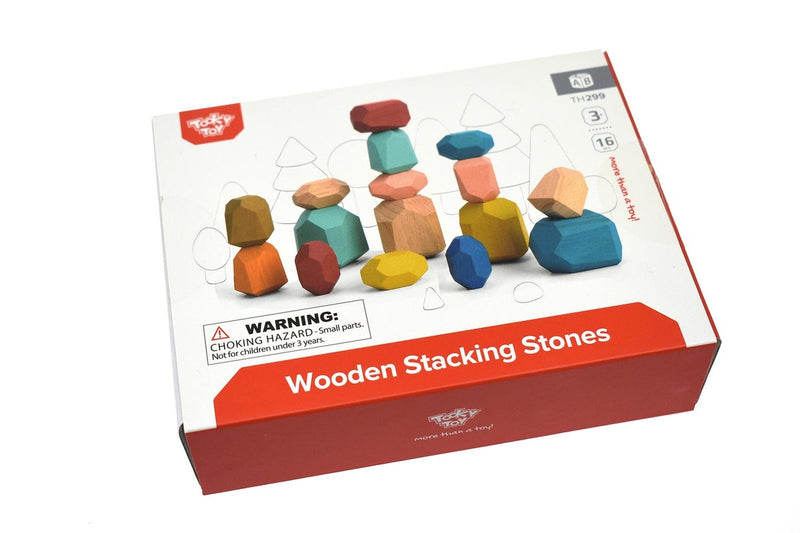 16pc Tooky Wooden Stacking Stone Large Building Blocks Kids Fun Learning Toys 3+