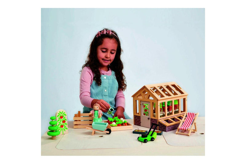 Tender Leaf Toys 48cm Greenhouse w Garden Wooden Toy Set Kids Children 3y+