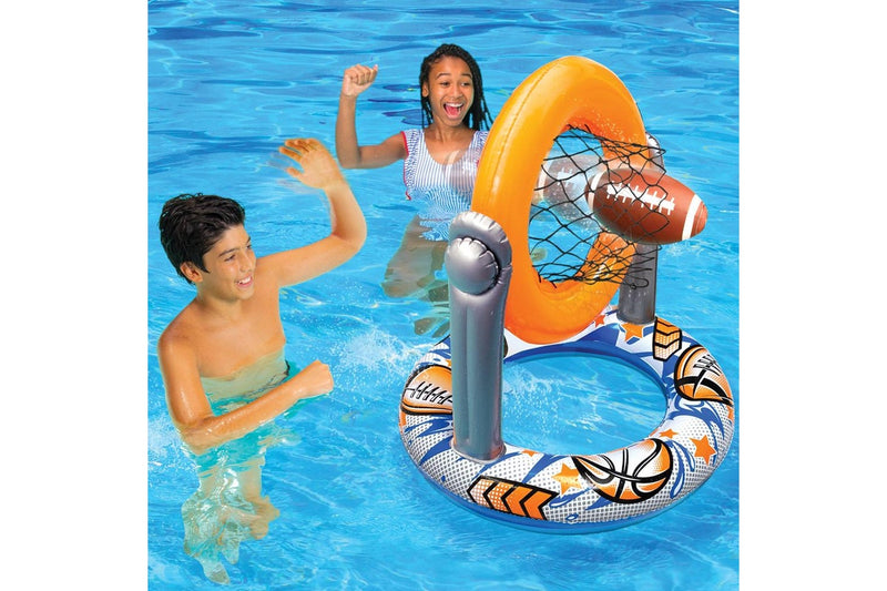 Go Play! 2 In 1 Sports Challenge Basketball Football Inflatable Pool Game 3y+