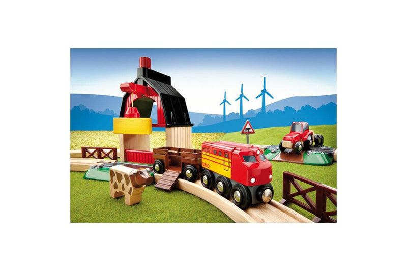 20pc Brio 55x52cm Kids Childrens Building Play Toy Farm Railway Track Set 3y+