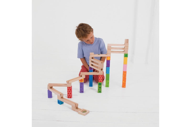 47pc Bigjigs Toys 20cm Marble Run Kids Children Wooden Educational Play Toy 3y+