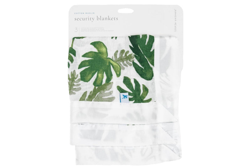 Little Unicorn: Muslin Security Blanket - Tropical Leaf (3 Pack)