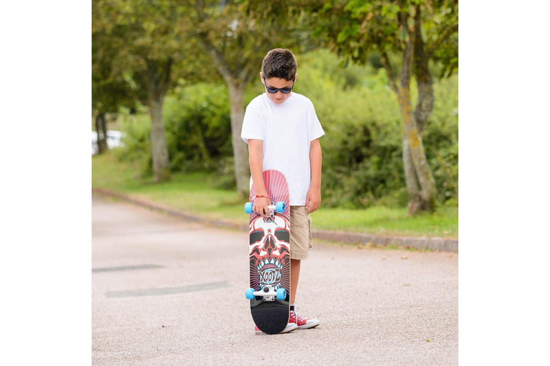 Xootz Doublekick Skull Skateboard (Red/Black/Blue) (One Size)