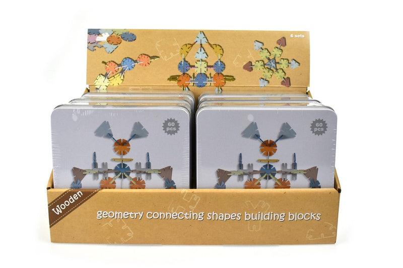 60pc Kaper Kidz Calm & Breezy Connector Disk Geometric Shape Tin Box Kids Toy 3+