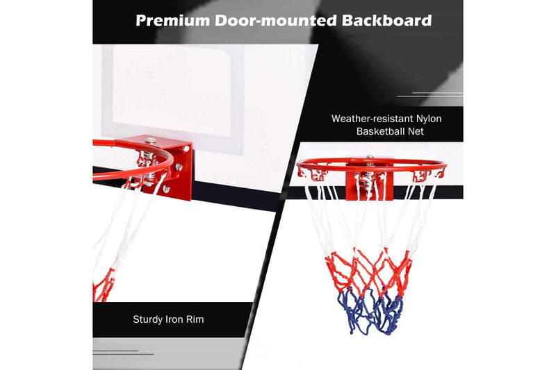 Costway Mini Basketball Hoop Backboard Door Mounted Basketball Ring System Nets Indoor Adults Toy w/Pump