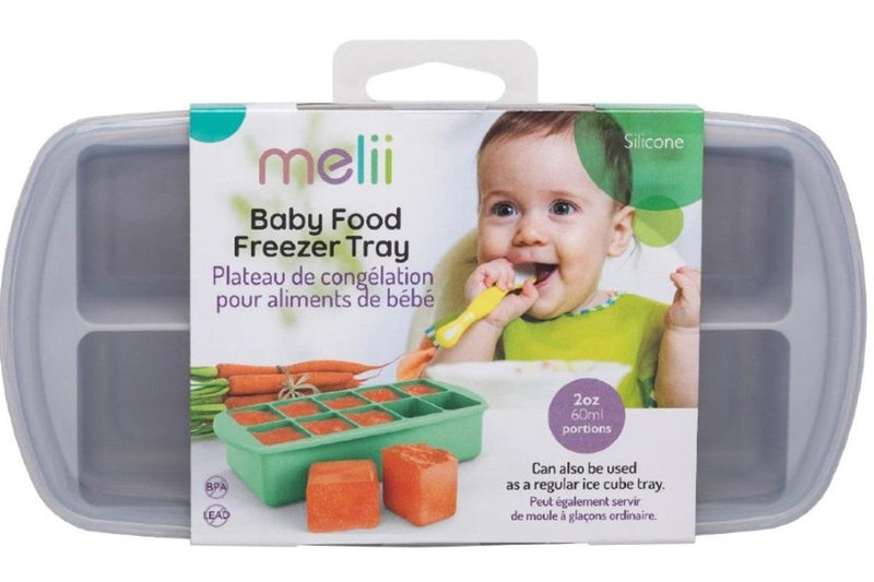 Melii: Silicone Baby Food Freezer Tray with Lid - Grey